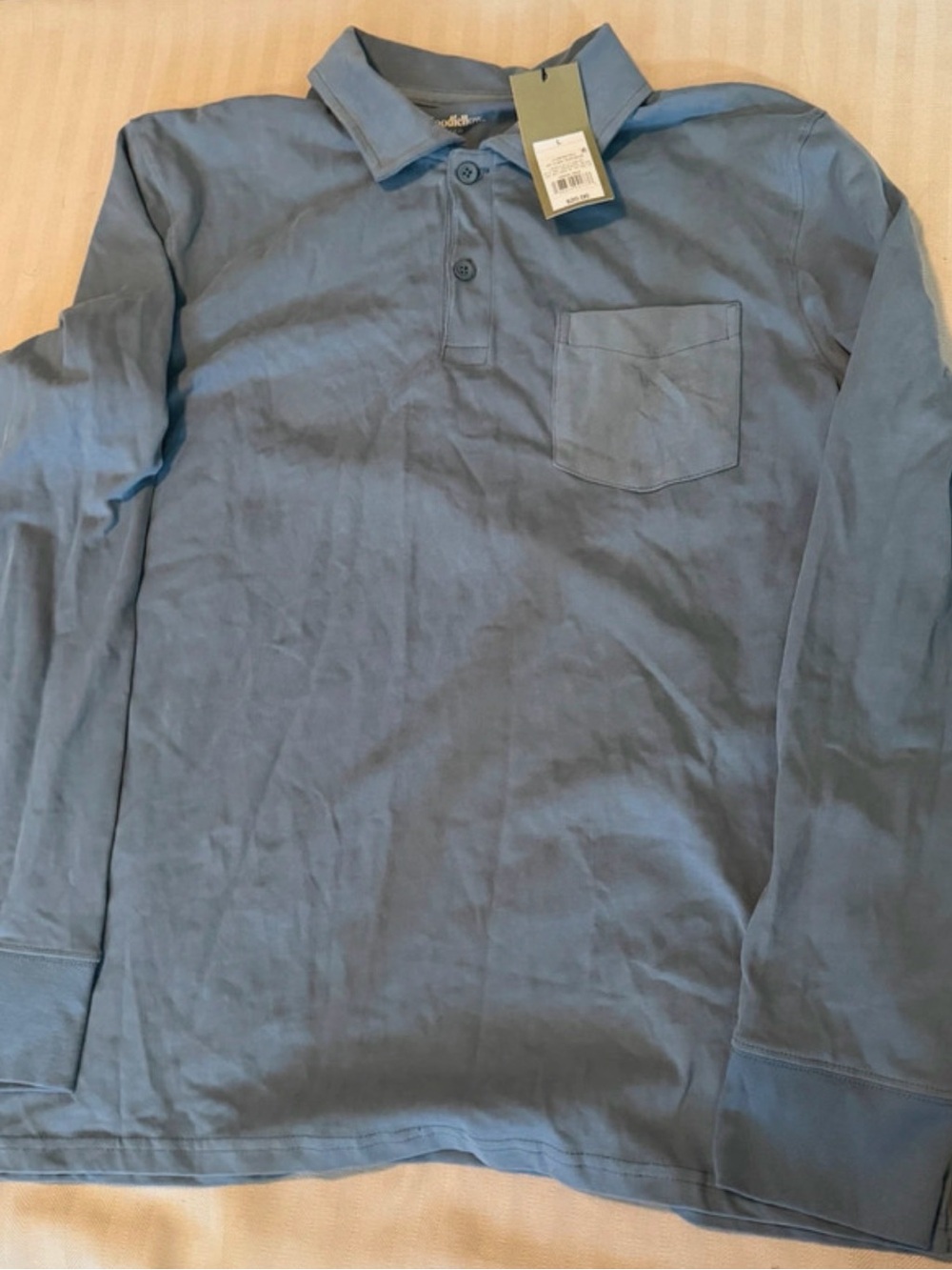 Goodfellow & Co Men's Long-Sleeve Polo in Slate Blue